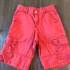 Boys red cargo shorts, size 10